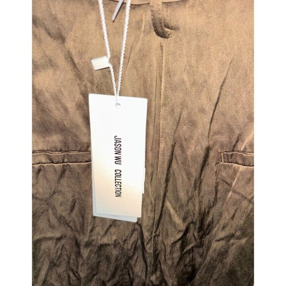 Jason Wu Collection Belted Crinkled-Satin Straight-leg Pants, Size 6, Designer - Picture 7 of 8